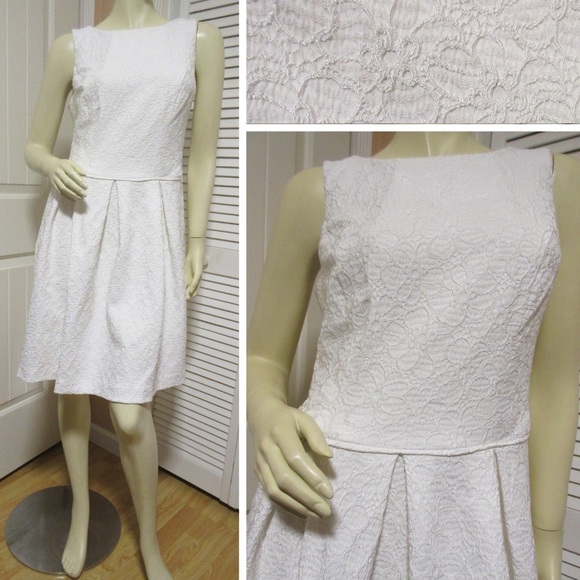 NWT American Living Womens White A-Line Sheath Dress Size 10 Sleeveless Pleated - Picture 1 of 8
